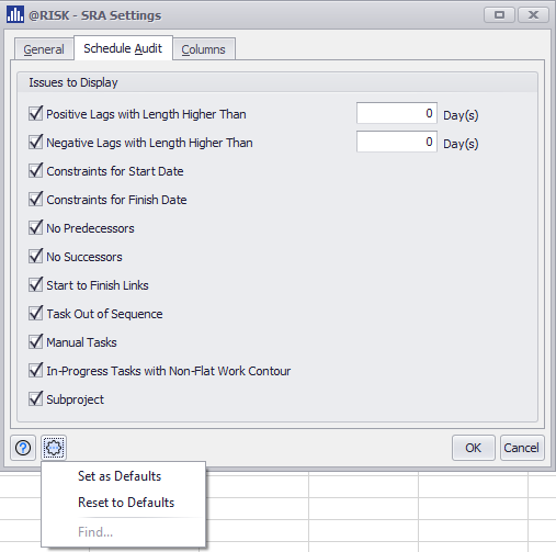 Schedule Audit Settings